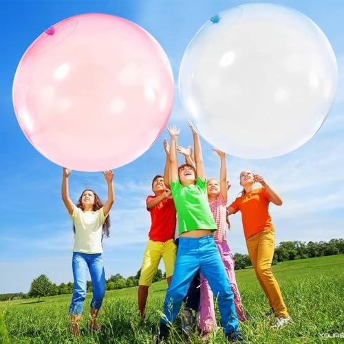 Riesig Wasserball Aufblasbar Wasserbomben Wiederverwendbar Wasserballons Luftballons Groß Transparenter Splash Ball Garten Spielzeug Kinder Draußen Wasserspielzeug (Rosa + Blau) von generic