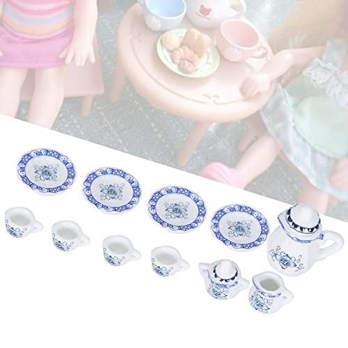 Tee Miniatur Tee Puppenhaus Miniatur, Puppenhaus Küche Miniatur für Pump Fan Plüschtier Kissen (Blau und weiß) von generic