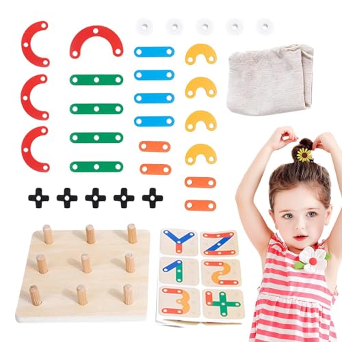 generic Tic-Tac-Toe-Tischdekoration, Tic-Tac-Toe-Spiel aus Holz - -Puzzle aus Holz, XO-Schachbrett - Geometrisches Montagepuzzle für Kinder, Mini-Brettspiel für Kinder von generic