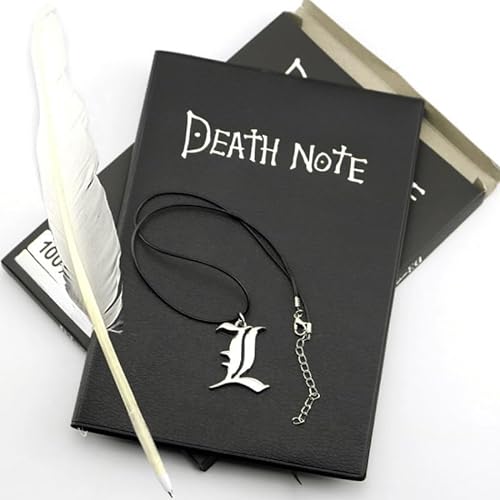 A5 Anime Death Note Notizbuch-Set, Leder-Tagebuch und Halskette, Federstift, Animationskunst, Schreibtagebuch, Death Note-Notizblock von generisch