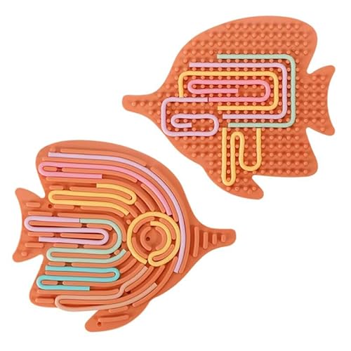 Sensorik Spielzeug für Autismus & ADHS – Doppelseitiges Silikon Activity Board mit 10 Zubehörteilen (Fisch) von generisch