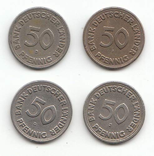 Generisch Set 4 x 50 Pfennig D, F, G, J 1949 Bank Deutscher Länder 1949 (Münzen für Sammler) von Generisch