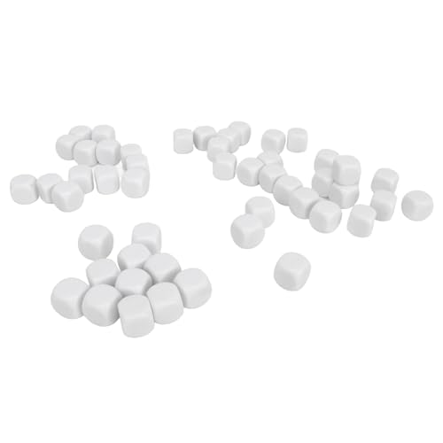 50-teiliges DIY-Würfelset – Vielseitige und Anpassbare Kunststoffwürfel für Spiele und Bildung, Langlebig und Tragbar, 16 X 16 X 16 Mm (White) von gernie