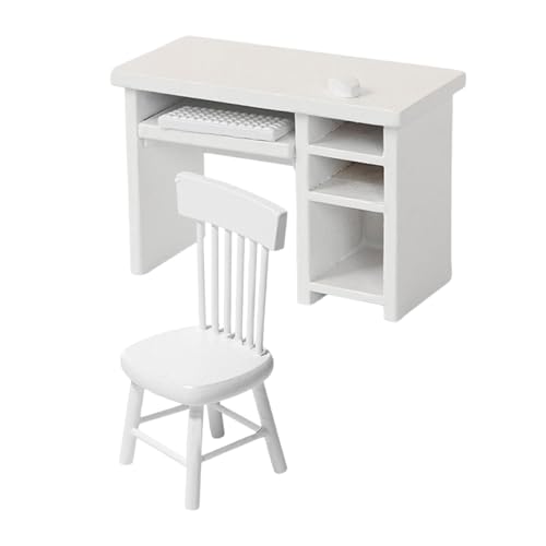 1:12 Miniatur Computer Schreibtisch und Stuhl Set Holz Arbeitszimmer Büro Tisch und Stuhl Modell Set Puppenhaus Zubehör Weiß 1:12 Miniatur Computer Schreibtisch und Stuhl Set Holz Arbeitszimmer Büro Tisch und Stuhl Modell Set Puppenhaus Zubehör Weiß von getuse