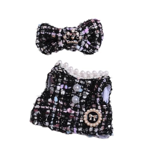 2 Stücke Puppenkleid und Schleife Haarnadel Handgemachte Kleidung für 15-17cm Puppen Miniatur Puppe Outfits Mode Puppe Zubehör (Schwarz) von getuse