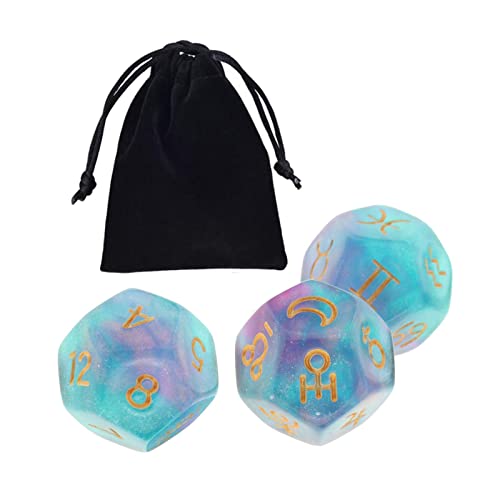 Acryl-Schild-Würfel, 12-seitig, Konstellationswürfel, Polyeder-Würfel, Set für Karten, Tischspiele, Rollenspiele, Geschenke, Stil A, 3 Stück von getuse