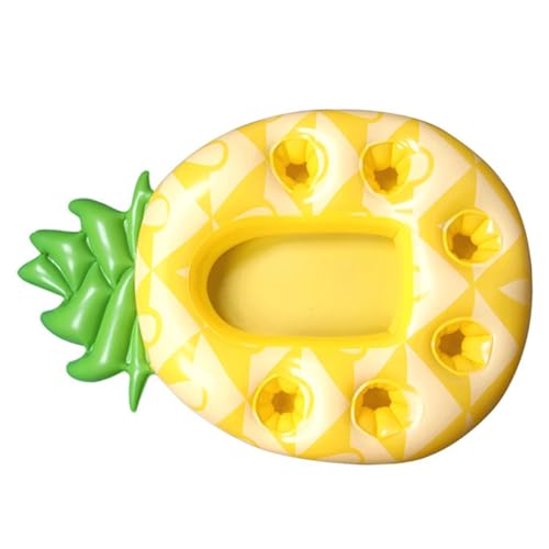 Aufblasbarer schwimmender Pool-Getränkehalter, schwimmendes Getränke-Tablett für Pool-Party, Strand, Whirlpool mit Aufbewahrungslöchern für Getränke, Telefon, Snacks, Ananas von getuse