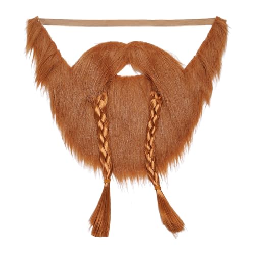Fake Beard Makeup Fake Schnurrbart für Karneval Festliche Bühnenaufführung Urlaub Kostüm Zubehör - Zwei Zöpfe von getuse