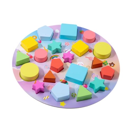 Holzformsortierspielzeug Formabgleichsblöcke Feinmotorik Lernspielzeug für 2 3 4 5 Jahre Vorschule Kuchenmotiv Geometrische Formen von getuse