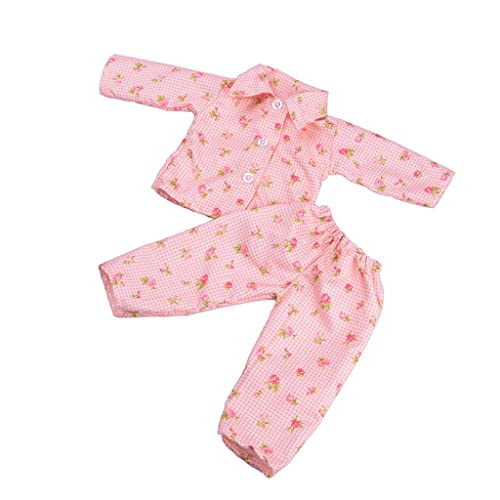 Modischer Schlafanzug, Nachtwäsche, Nachthemd-Set für 45,7 cm große amerikanische Puppe, kariertes Oberteil und rote Hose mit Blumenmuster Modischer Schlafanzug, Nachtwäsche, Nachthemd-Set für 45,7 cm große amerikanische Puppe, kariertes Oberteil und rote Hose mit Blumenmuster von getuse