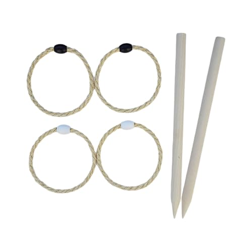 Ring Toss Game Set with Wooden Pegs and Jute Rope Rings, Backyard Lawn Games for Kids Adults Family Outdoor Activities Park Garden Picnic Carnival von getuse