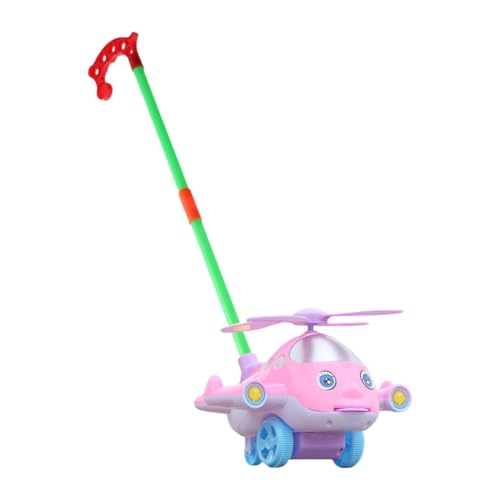 Schiebespielzeug Flugzeug für Kleinkinder 1-3 Jahre, Lauflernspielzeug mit abnehmbarem Stiel und Klingel, Nachziehspielzeug für Jungen und Mädchen- Rosa von getuse