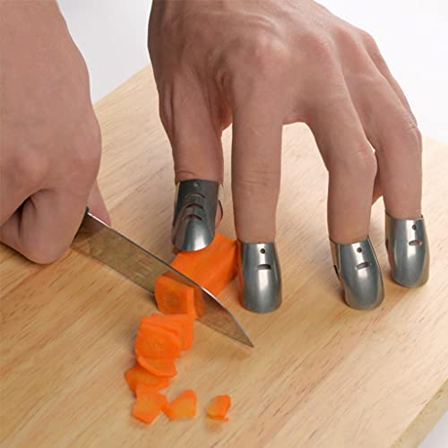 Verstellbarer Fingerschutz aus Edelstahl zum Kochen, Schneiden, Hacken, 4 Stück Verstellbarer Fingerschutz aus Edelstahl zum Kochen, Schneiden, Hacken, 4 Stück von getuse