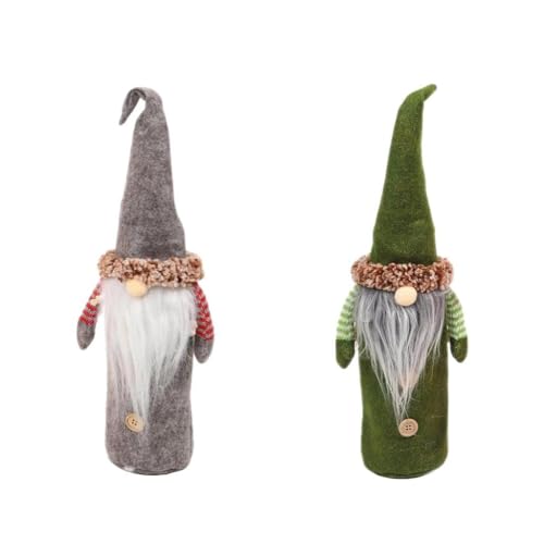 Weihnachtsmann Weinflaschenschoner Set - 2 Stück Weihnachtsgwerg Weinflasche Pullover mit Auflagen für die Weihnachtsdekoration von getuse