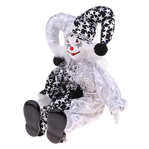 getuse 22,9 cm große Porzellan-Clown-Puppe im klassischen Outfit, lustige Harlekin-Puppe für Zirkusthemen-Dekor und Halloween getuse 22,9 cm große Porzellan-Clown-Puppe im klassischen Outfit, lustige Harlekin-Puppe für Zirkusthemen-Dekor und Halloween von getuse