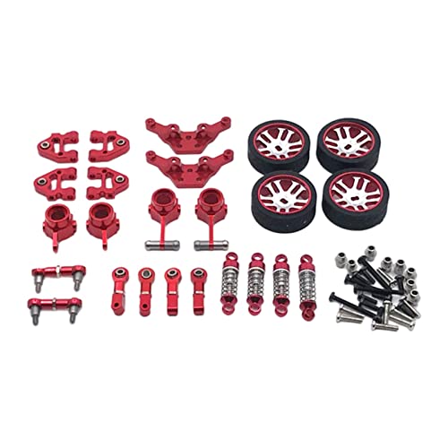 getuse 284131/K999 1:28 RC Car Metal Upgrade Kit - Red Alloy Shock Absorbers & Wheels for Enhanced Durability & Control von getuse