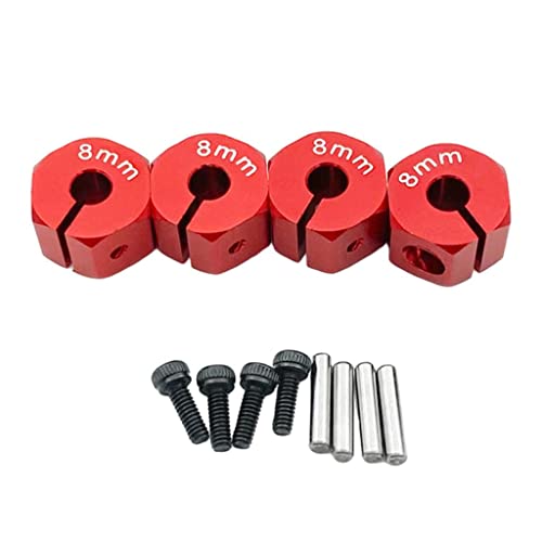 getuse 4er-Pack Aluminium-Sechskant-Radnaben für SCX10/CC01/WRAITH 1/10 RC Cars – 8 mm rote Präzisions-Antriebsadapter von getuse