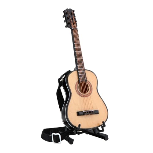 getuse Miniatur-E-Gitarre aus Holz im Maßstab 1/6, mit Ständer und Riemen, Mini-Musikinstrument-Modell für Puppenhaus-Dekoration, 18 cm getuse Miniatur-E-Gitarre aus Holz im Maßstab 1/6, mit Ständer und Riemen, Mini-Musikinstrument-Modell für Puppenhaus-Dekoration, 18 cm von getuse
