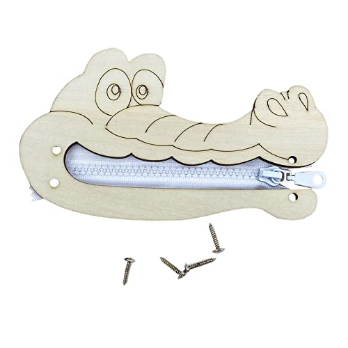 getuse Montessori Busy Board DIY Zubehör Reißverschluss Spielaktivitäten Unbemalte Feinmotorik für Kinder Jungen und Mädchen Geburtstagsgeschenk- Krokodil von getuse