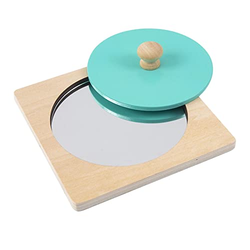 getuse Pädagogisches Baby-Spiegelspielzeug aus Holz mit Knopfdesign, sensorisches Badespielzeug für frühe Bildung und Hand-Augen-Koordination- Blau von getuse