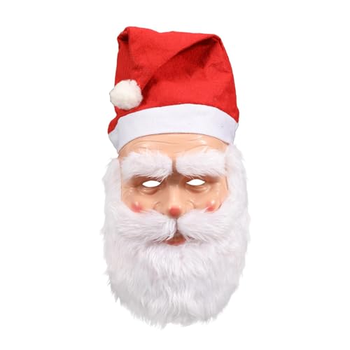 getuse Weihnachtsmann-Maske Vollgesichtsmaske mit Bart für Erwachsene, Weihnachtskostüm-Zubehör für Party, Cosplay, Rollenspiele, 1 Set von getuse