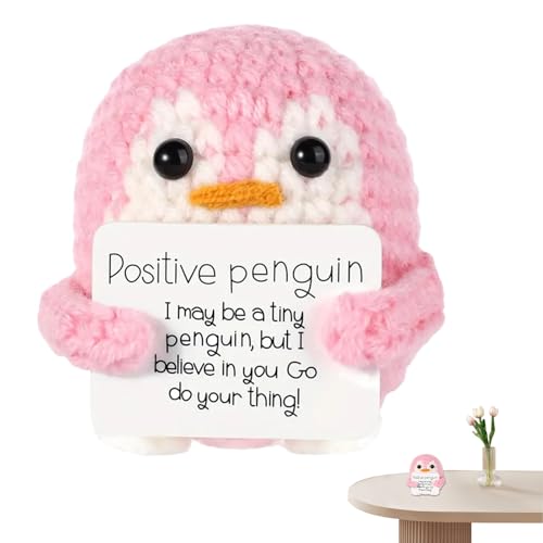 Positive Penguin -Häkelpuppe - niedlicher Mini -Penguin -Plüsch mit Motivationskarte | Sammlerhandbares handgefertigtes Stofftier, Geschenk für Kinder, Mütter, Heimdekor, Reisebegleiter, Muttertagsges Positive Penguin -Häkelpuppe - niedlicher Mini -Penguin -Plüsch mit Motivationskarte | Sammlerhandbares handgefertigtes Stofftier, Geschenk für Kinder, Mütter, Heimdekor, Reisebegleiter, Muttertagsges von gifyym