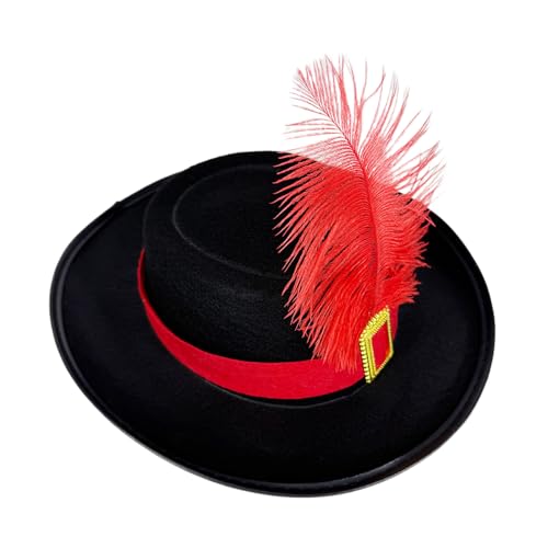 gifyym Gentleman Fedoras - Black Filz Musketier Hut - Musketierkappe Mit Feder - Leichtes Federleitungskostüm Kopfstück - Atmungsaktierbar gifyym Gentleman Fedoras - Black Filz Musketier Hut - Musketierkappe Mit Feder - Leichtes Federleitungskostüm Kopfstück - Atmungsaktierbar von gifyym