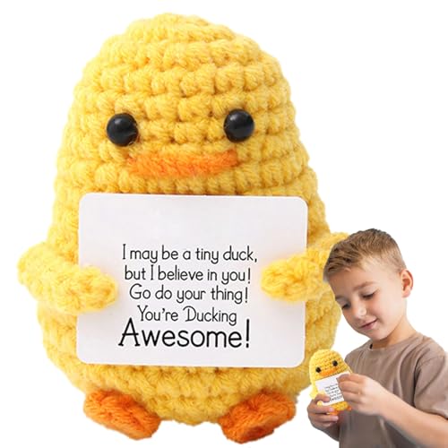 gifyym Gestricktes Entenspielzeug im Taschenformat, süße Häkelpuppe, Positive Häkel-Entenpuppe, Kreative Positive Häkeltiere-Entenpuppe für Freunde, Kollegen, Frauen, Mädchen gifyym Gestricktes Entenspielzeug im Taschenformat, süße Häkelpuppe, Positive Häkel-Entenpuppe, Kreative Positive Häkeltiere-Entenpuppe für Freunde, Kollegen, Frauen, Mädchen von gifyym