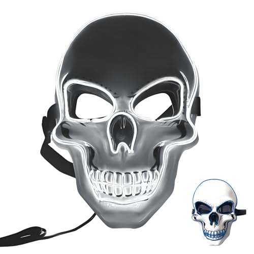 givuaime LED Halloween Maske, 2025 Neu Ghostface Maske, Glühende Halloween Maske, Horror Scream Maske Für Maskerade Cosplay, Gesichtsmaske Für Kinder Männer Frauen Halloween Festival Party (A) von givuaime