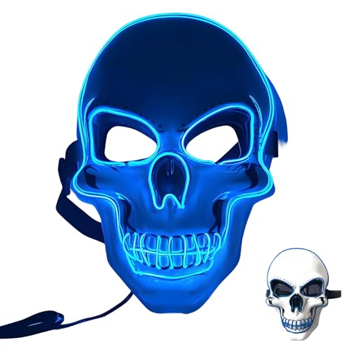 givuaime LED Halloween Maske, 2025 Neu Ghostface Maske, Glühende Halloween Maske, Horror Scream Maske Für Maskerade Cosplay, Gesichtsmaske Für Kinder Männer Frauen Halloween Festival Party (B) von givuaime