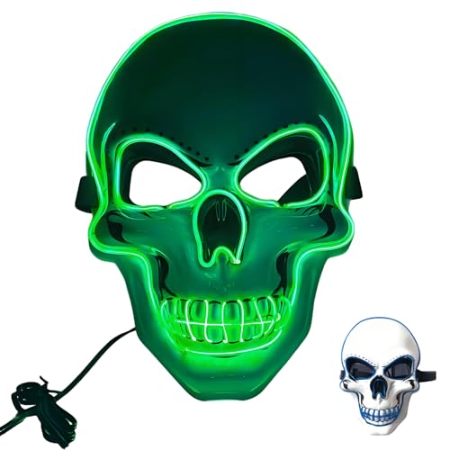 givuaime LED Halloween Maske, 2025 Neu Ghostface Maske, Glühende Halloween Maske, Horror Scream Maske Für Maskerade Cosplay, Gesichtsmaske Für Kinder Männer Frauen Halloween Festival Party (C) von givuaime