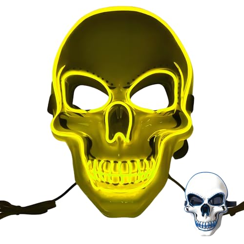 givuaime LED Halloween Maske, 2025 Neu Ghostface Maske, Glühende Halloween Maske, Horror Scream Maske Für Maskerade Cosplay, Gesichtsmaske Für Kinder Männer Frauen Halloween Festival Party (D) von givuaime