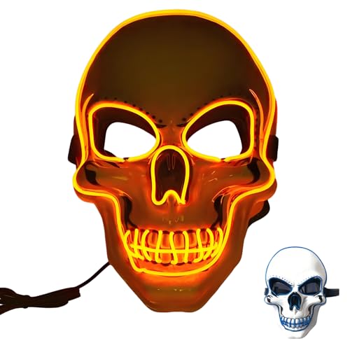 givuaime LED Halloween Maske, 2025 Neu Ghostface Maske, Glühende Halloween Maske, Horror Scream Maske Für Maskerade Cosplay, Gesichtsmaske Für Kinder Männer Frauen Halloween Festival Party (E) von givuaime