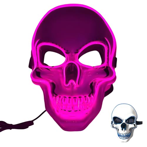 givuaime LED Halloween Maske, 2025 Neu Ghostface Maske, Glühende Halloween Maske, Horror Scream Maske Für Maskerade Cosplay, Gesichtsmaske Für Kinder Männer Frauen Halloween Festival Party (F) von givuaime