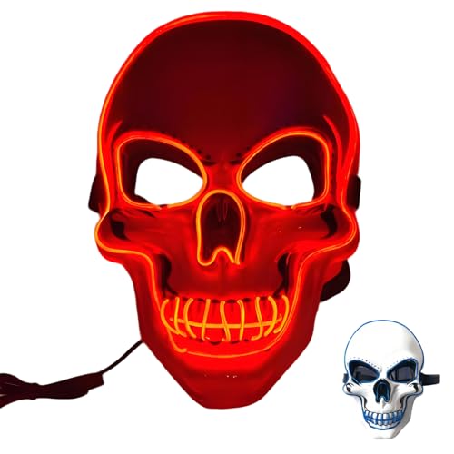 givuaime LED Halloween Maske, 2025 Neu Ghostface Maske, Glühende Halloween Maske, Horror Scream Maske Für Maskerade Cosplay, Gesichtsmaske Für Kinder Männer Frauen Halloween Festival Party (H) von givuaime