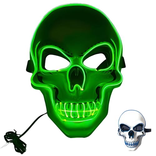 givuaime LED Halloween Maske, 2025 Neu Ghostface Maske, Glühende Halloween Maske, Horror Scream Maske Für Maskerade Cosplay, Gesichtsmaske Für Kinder Männer Frauen Halloween Festival Party (I) von givuaime