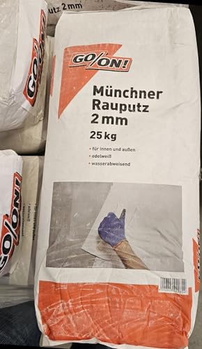 go/on 25 Kg mineralischer Münchener Rauputz 2mm für innen und außen, edelweiß, wasserabweisend von go/on
