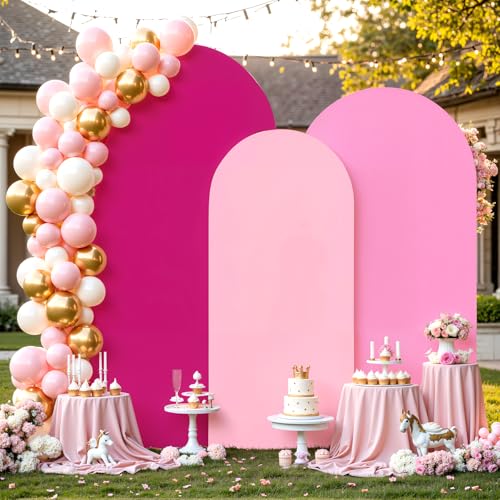 Set mit 3 Bogen-Hintergrundabdeckungen (2,2 m, 2 m, 1,8 m) – Premium-dehnbares Spandex-Hintergrund, Bogen-Ständer für Babyparty, Hochzeit, Party-Dekoration, Chiara-Abdeckung mit doppelseitigem Design von gogoparti