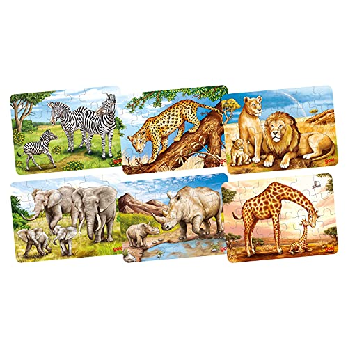 GOKI Minipuzzle Holzpuzzle, afrikanische Tiere, Mehrfarbig (57419) von goki