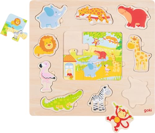 goki 57374 - Einlegepuzzle Zootiere aus Holz - 15 Teile goki 57374 - Einlegepuzzle Zootiere aus Holz - 15 Teile von goki