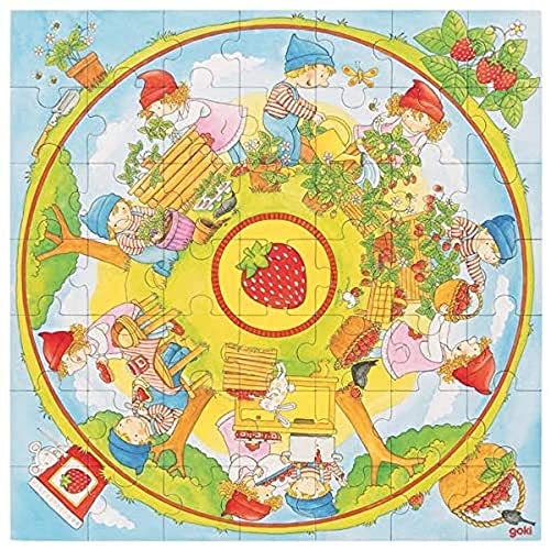 Goki 57442 Puzzle XXL Erdbeeranbau Rätsel, Mehrfarbig (Mehrfarbig) von goki