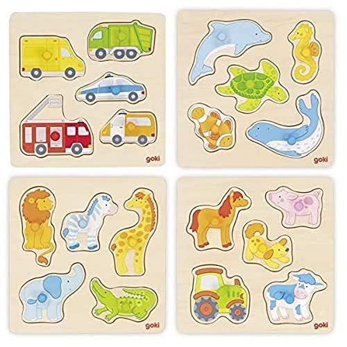 Goki 57444 Steckpuzzle, (1 Stück), mit 5 Steckbildern, Sortiert von goki