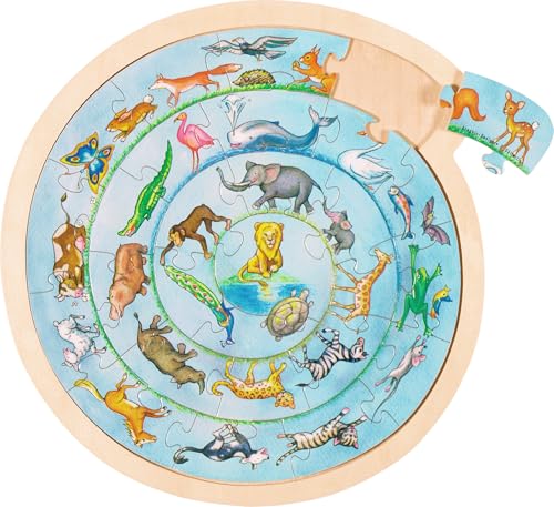 goki 57790 Einlegepuzzle Tierkreis aus Holz, Holzpuzzle mit 32 unterschiedlichen Tieren, Lernspielzeug und Kinderpuzzle, fördert Fantasie und Motorik, 30cm x 30cm, 27er Set, ab 3 Jahre goki 57790 Einlegepuzzle Tierkreis aus Holz, Holzpuzzle mit 32 unterschiedlichen Tieren, Lernspielzeug und Kinderpuzzle, fördert Fantasie und Motorik, 30cm x 30cm, 27er Set, ab 3 Jahre von goki