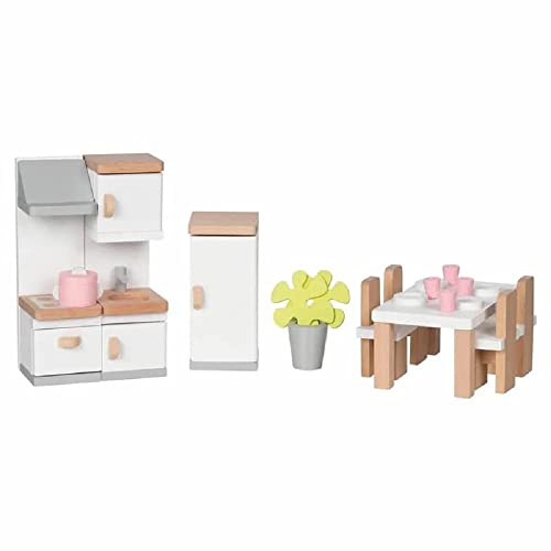 goki 51493 - Puppenmöbel Style, Küche - Küchenausstattung für das Puppenhaus, Puppenhauszubehör (20 teilig) von goki