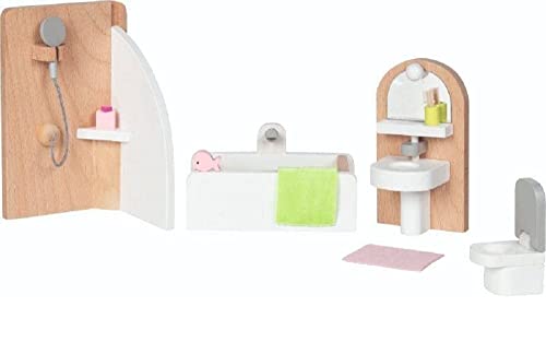 goki 51492 - Puppenmöbel Style, Badezimmer - Badausstattung für das Puppenhaus, Puppenhauszubehör (10 teilig) von goki