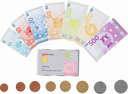 Goki Spielgeld Tierische Taler, inkl. Kreditkarte: Geldscheine:6 x 3,1-8 x 4,1 cm,Münzen:Ø1,5-2,6 cm,per Set von goki