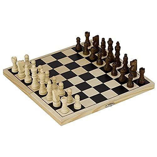 Goki Schachspiel in Holzklappkassette - 26 x 25,5 x 1,5 cm, 32 Spielsteine, handgefertigt, langlebig und tragbar von goki