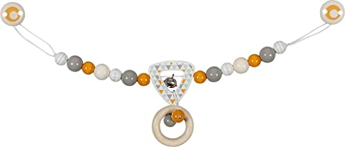 Heimess Rassel für Kinderwagen, Orange, L40 cm, mit Clips, Holz von goki