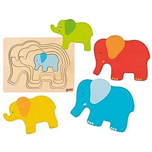 Schichtenpuzzle Elefant: 17,5 x13,5 x 1,7 cm, Holz, 5 Schichten, 5 Teile, per Stück Schichtenpuzzle Elefant: 17,5 x13,5 x 1,7 cm, Holz, 5 Schichten, 5 Teile, per Stück von goki
