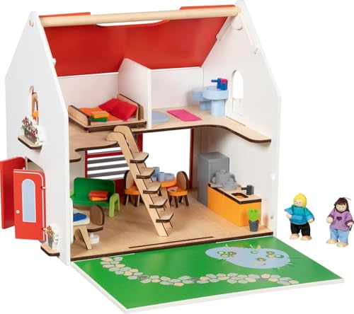 goki 51458 – Tragbares Puppenhaus CityLife aus Holz – 54-teiliges Spielhaus mit Möbeln und Puppen, komplett möbliert, mit Tragegriff goki 51458 – Tragbares Puppenhaus CityLife aus Holz – 54-teiliges Spielhaus mit Möbeln und Puppen, komplett möbliert, mit Tragegriff von goki